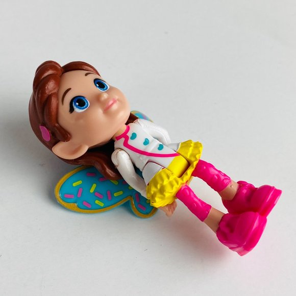 Miniature Doll Girl Fairy Blue Confetti Wings Pink Boots Pretend Toy Figure - Picture 7 of 8